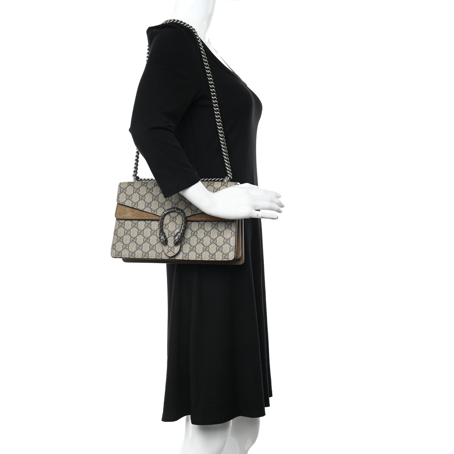 Gucci GG Supreme Monogram Small Dionysus Shoulder Bag Taupe 2 of 14