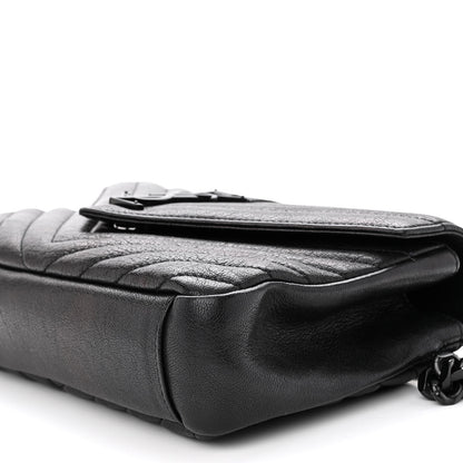 Saint Laurent Sheepskin Matelasse Chevron Monogram Monochrome Medium College Bag Black 9 of 11