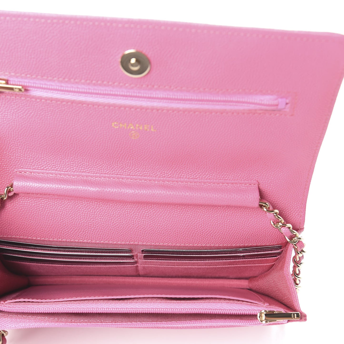 Caviar Quilted Wallet on Chain WOC Pink