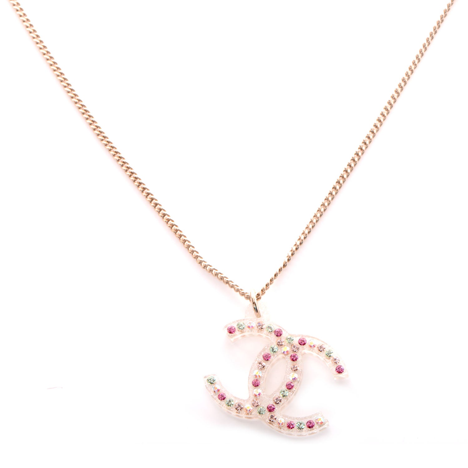 Chanel Translucent Resin Crystal CC Necklace Multicolor 1 of 5