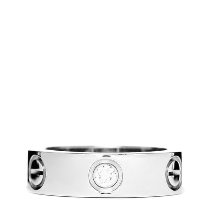 Cartier 18K White Gold 3 Diamond 5.5mm LOVE Ring 51 5.75 1 of 4