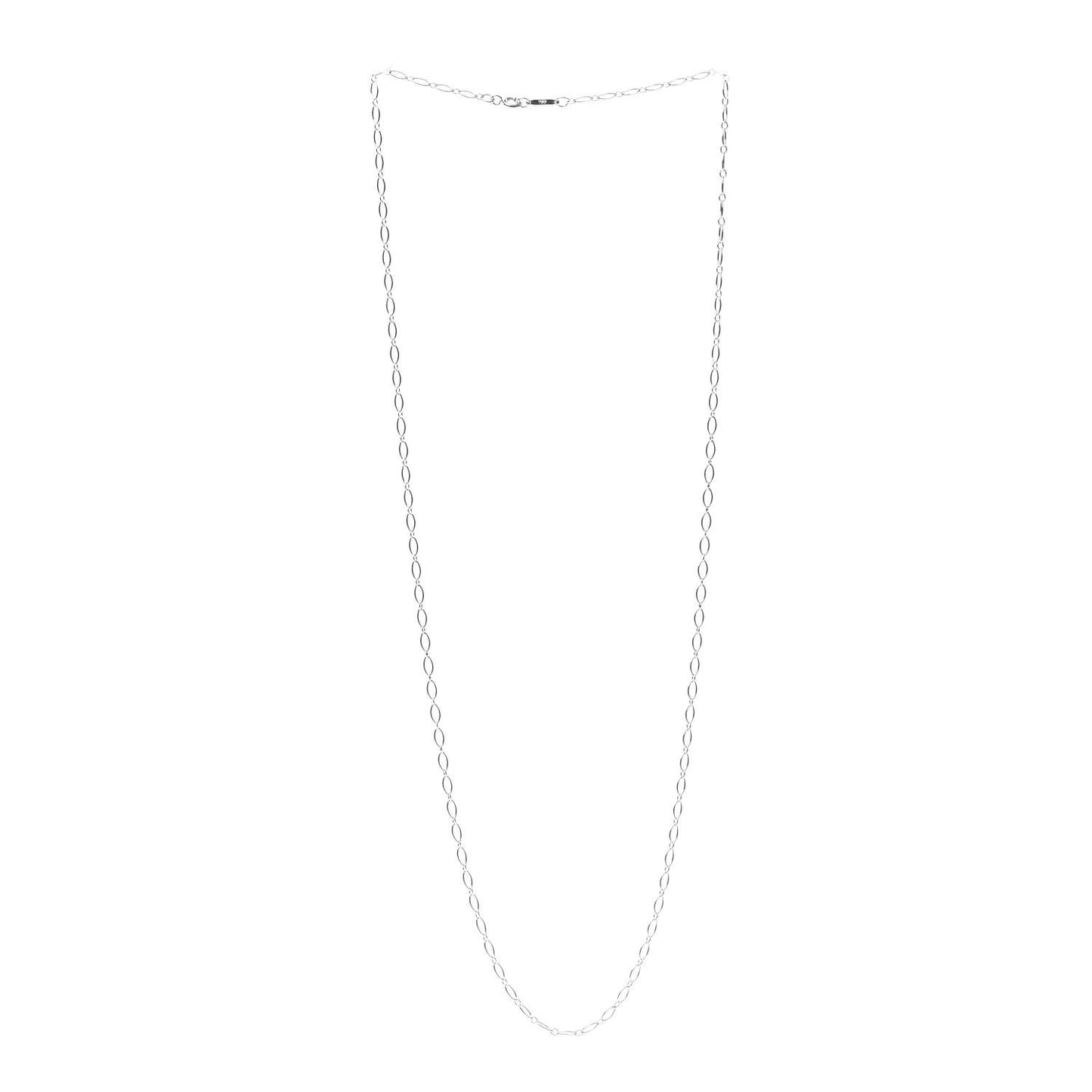 18K White Gold Oval Link Chain Necklace 24"