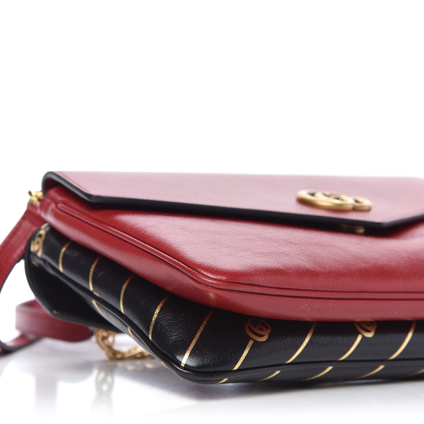 Calfskin Diagonal GG Medium Thiara Double Envelope Shoulder Bag Black Red