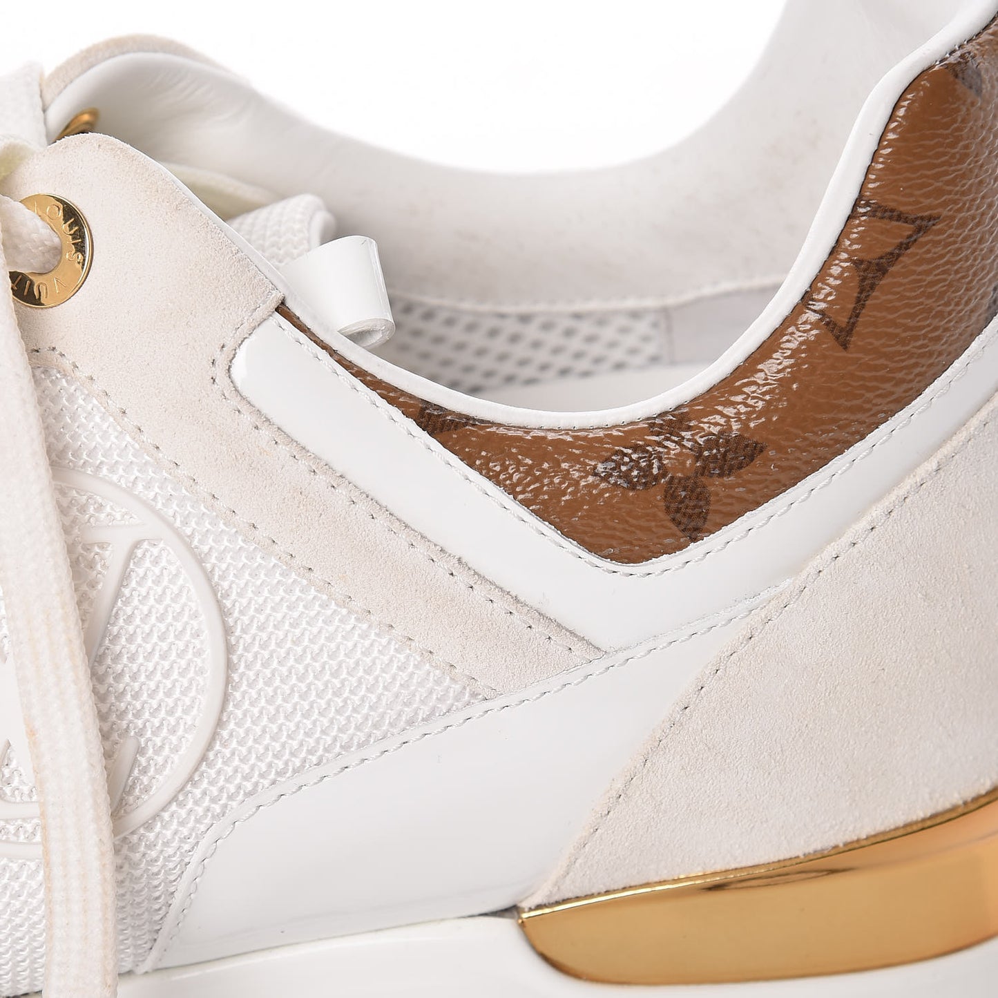 Suede Reverse Monogram Run Away Sneakers 38 White