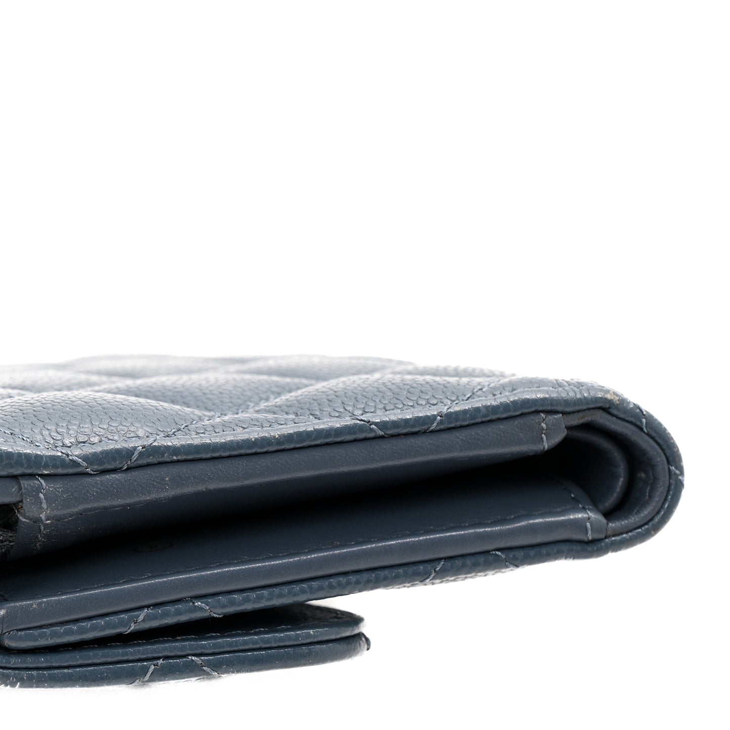 Caviar Quilted Medium Flap Wallet Dark Blue