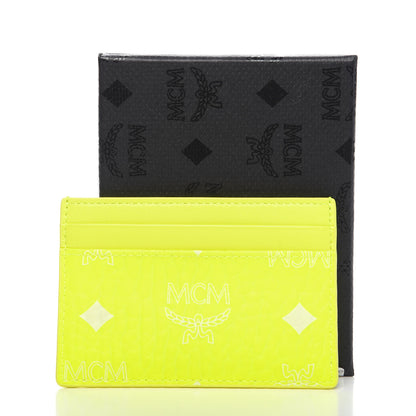 MCM Visetos Card Case Neon Yellow 6 of 6