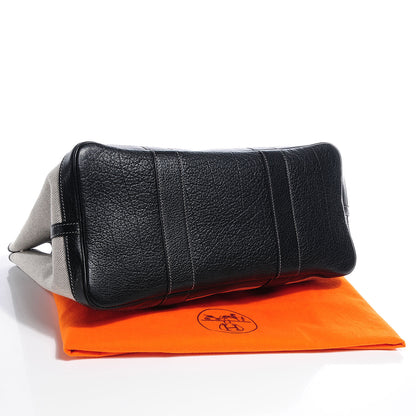 Hermes Toile Leather Garden Party MM Tote Black 4 of 8