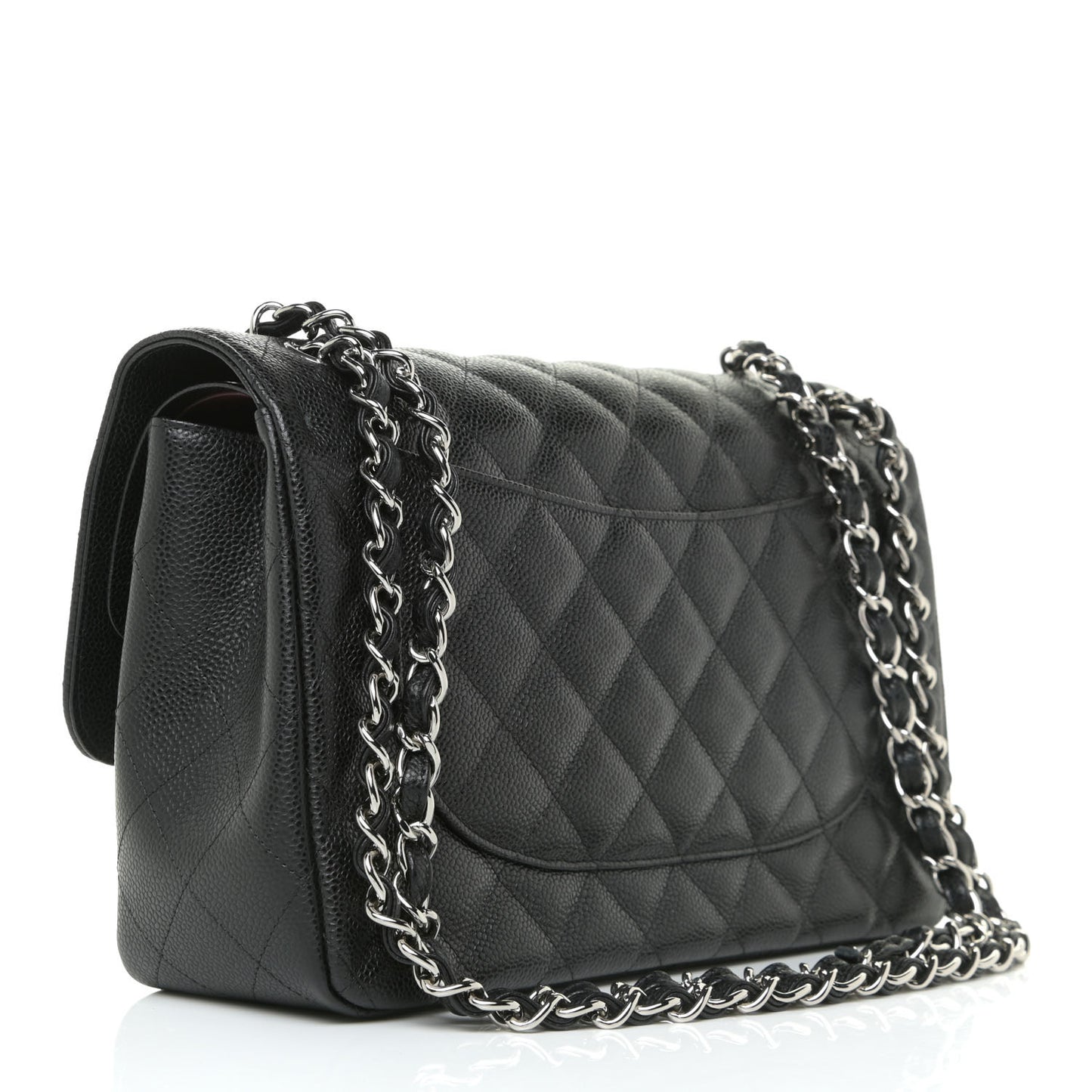 Caviar Quilted Jumbo Double Flap Black