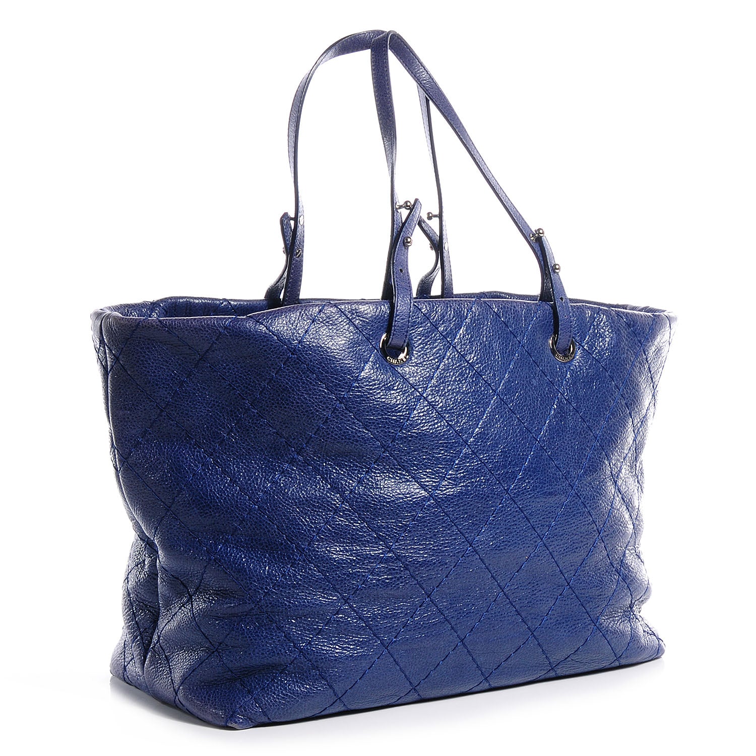 Chanel Glazed Calfskin XL On The Road Tote Dark Blue 3 of 7