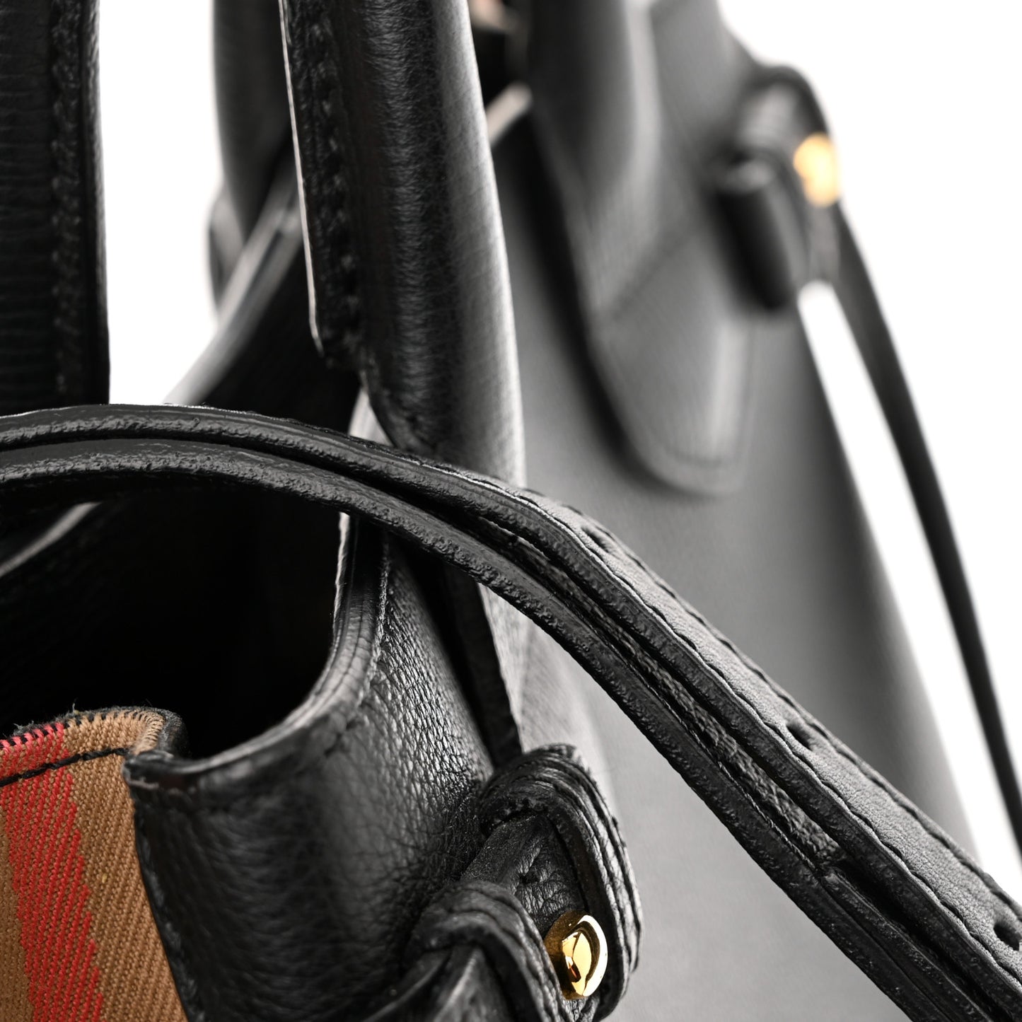 Derby Calfskin House Check Small Banner Tote Black