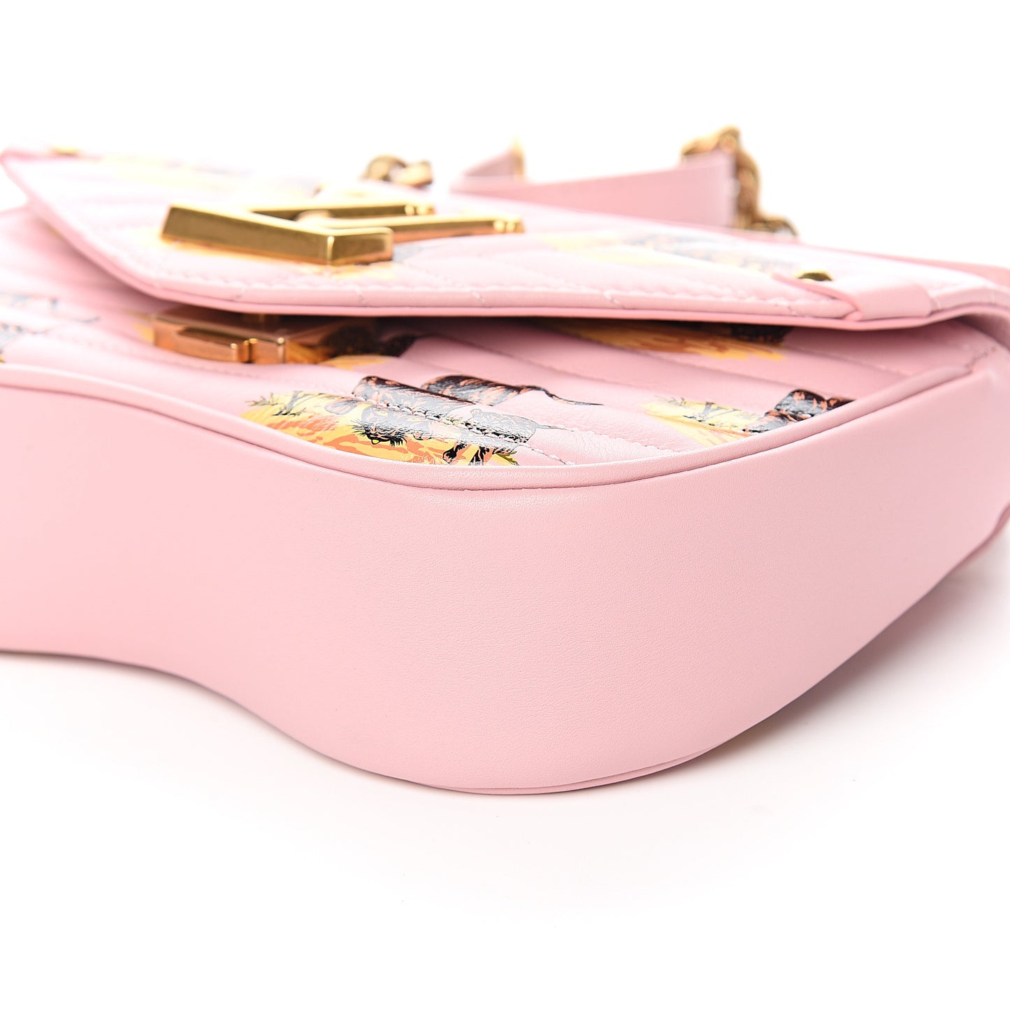 Calfskin Leopard Print New Wave Chain PM Light Pink