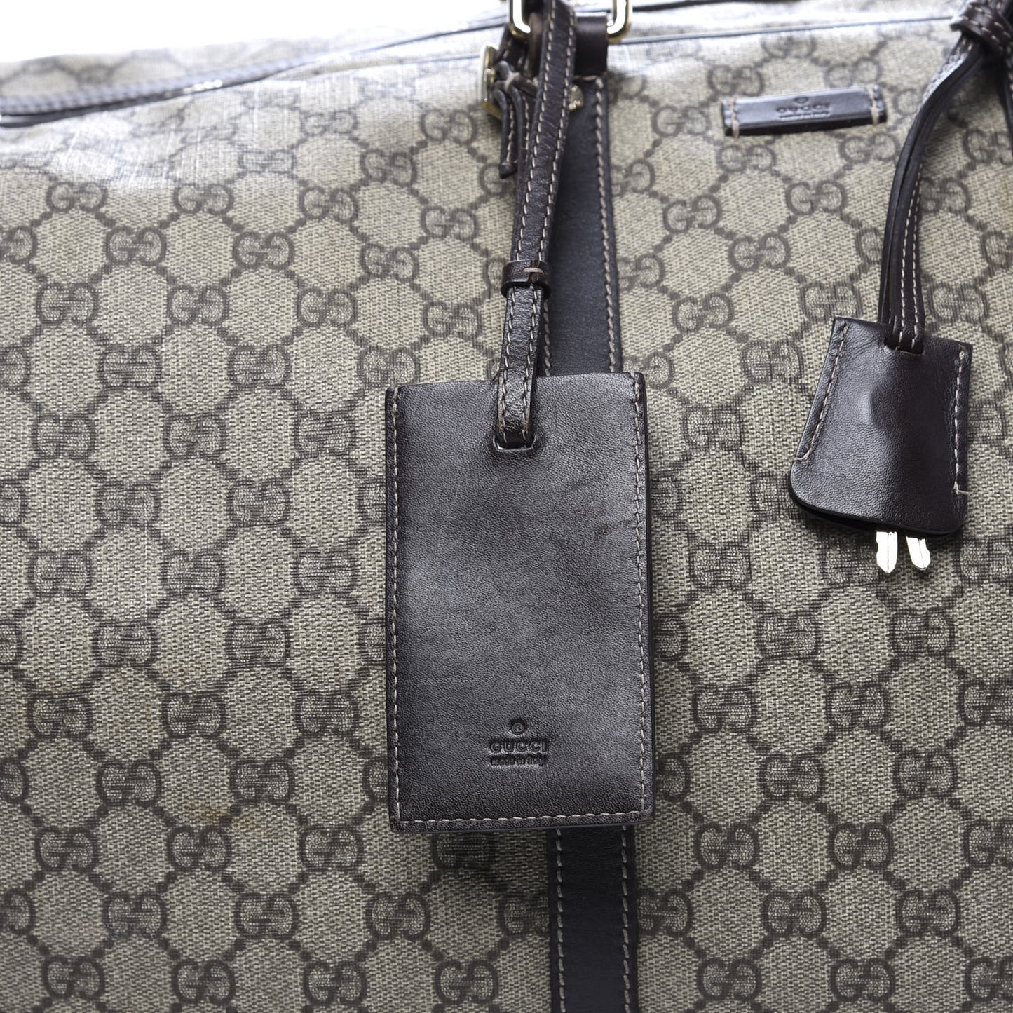 GG Plus Monogram Large Carry On Duffle Trolley Brown