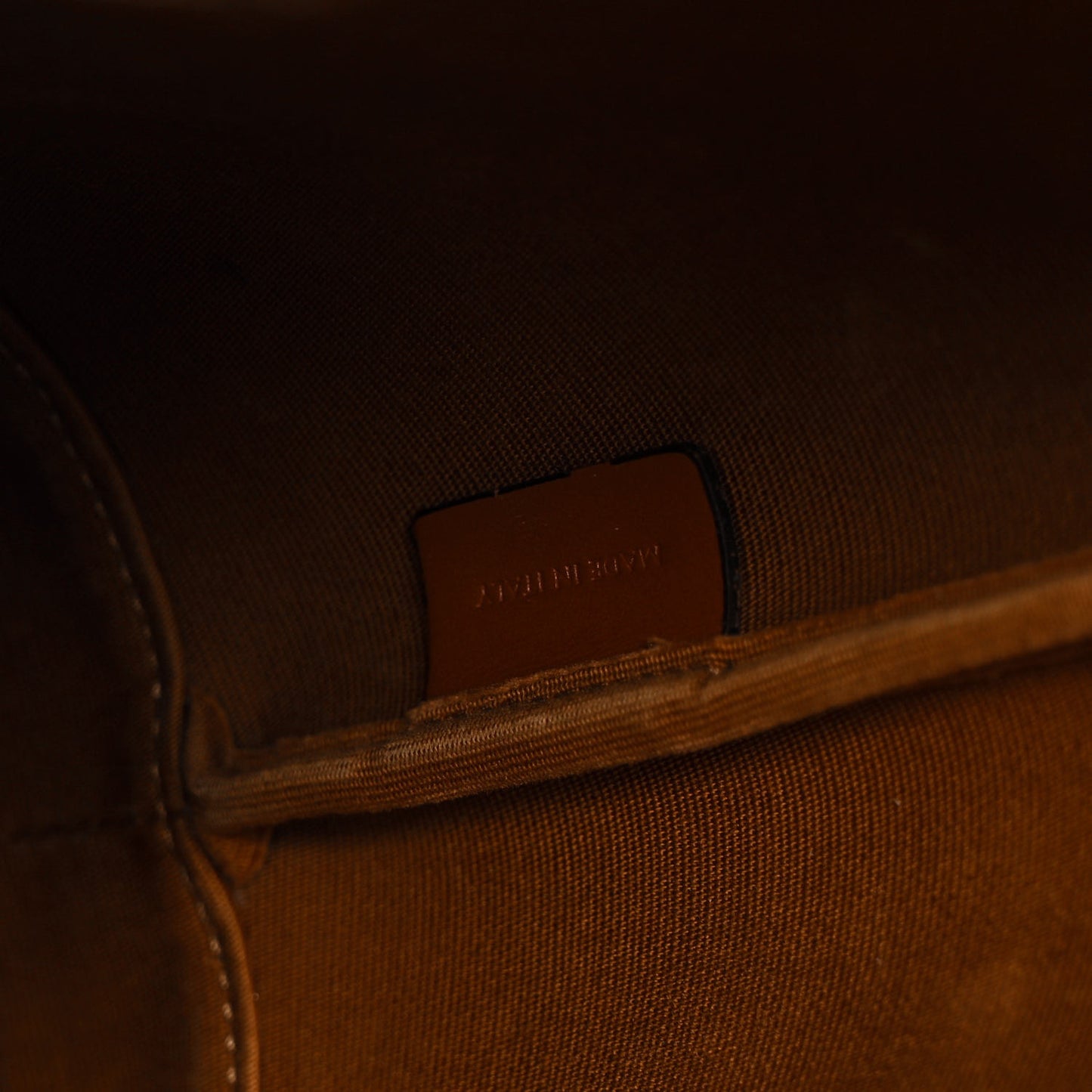 Triomphe Canvas Calfskin Small Bucket Bag Tan