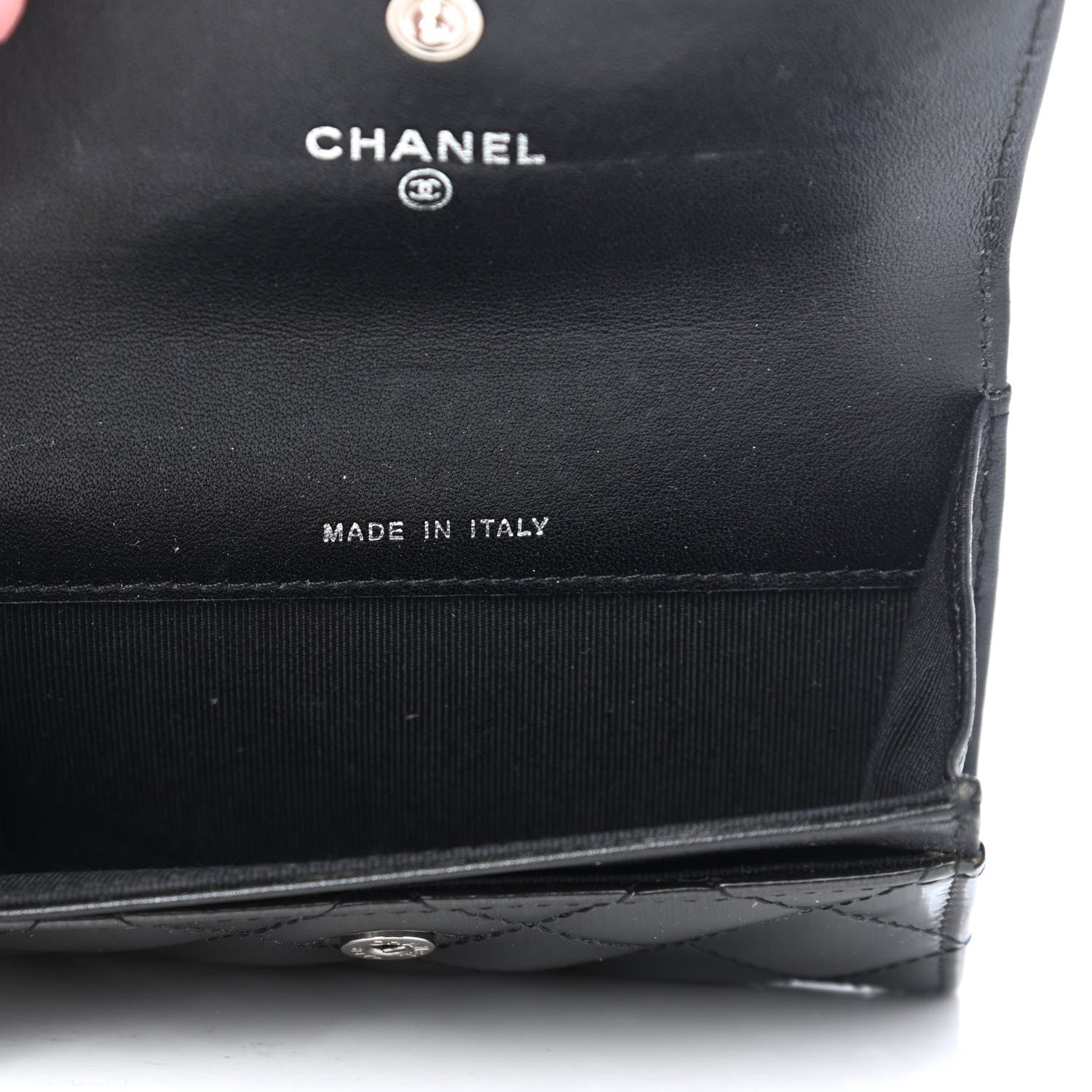 Chanel Striated Patent Quilted Card Holder Grey 5 of 6