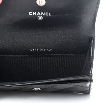 Chanel Striated Patent Quilted Card Holder Grey 5 of 6