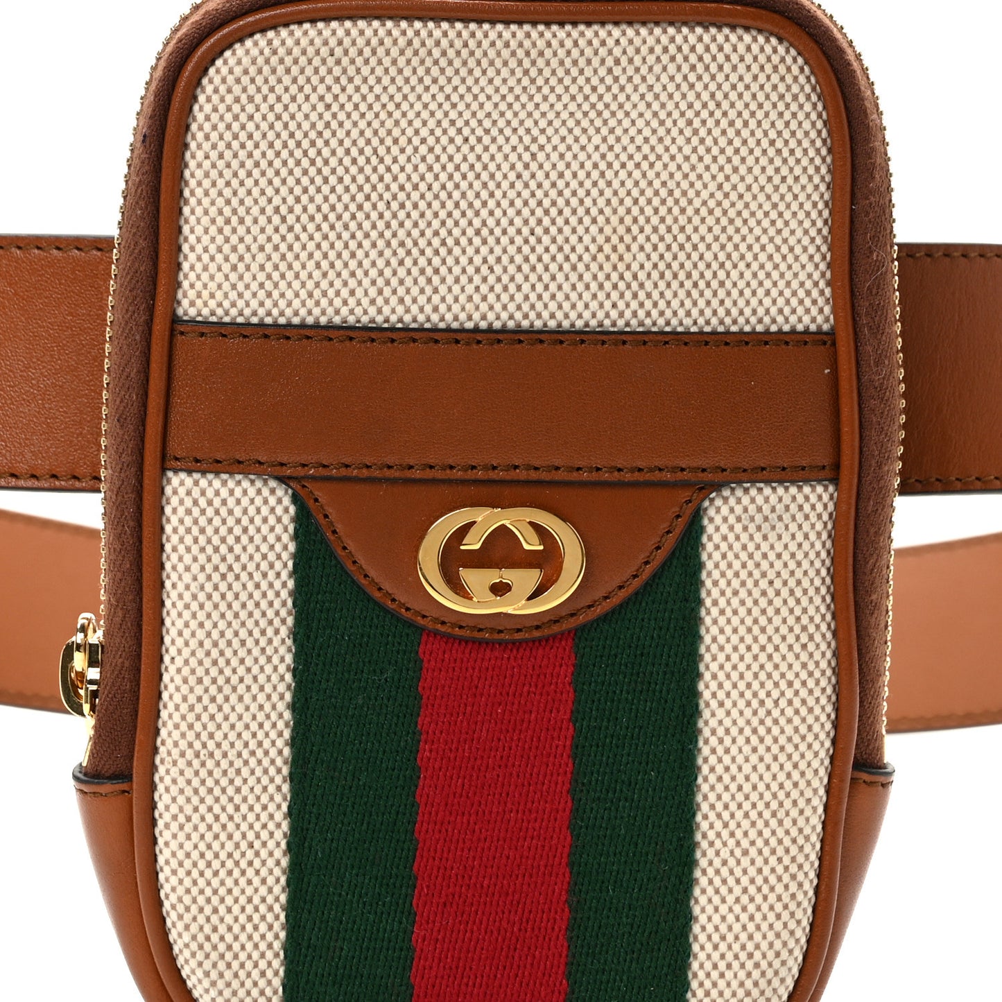 Vintage Canvas Calfskin Web Belted iPhone Case 90 36 Sand Cuir