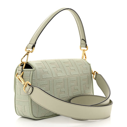 Fendi Canvas Vitello King FF Embroidered Baguette Green Tea 3 of 12
