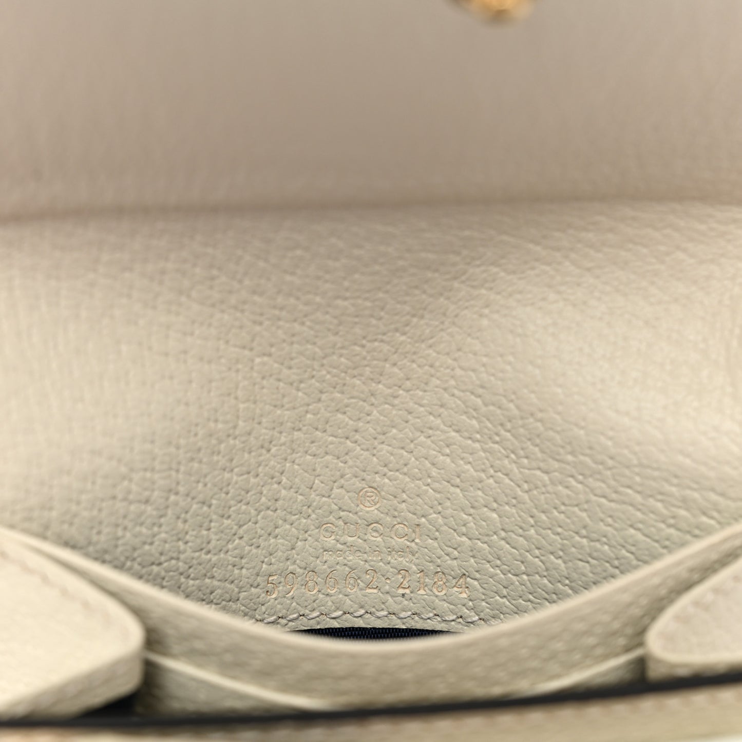 GG Supreme Monogram Textured Calfskin Web Ophidia Card Case Wallet Beige Ebony Mystic White
