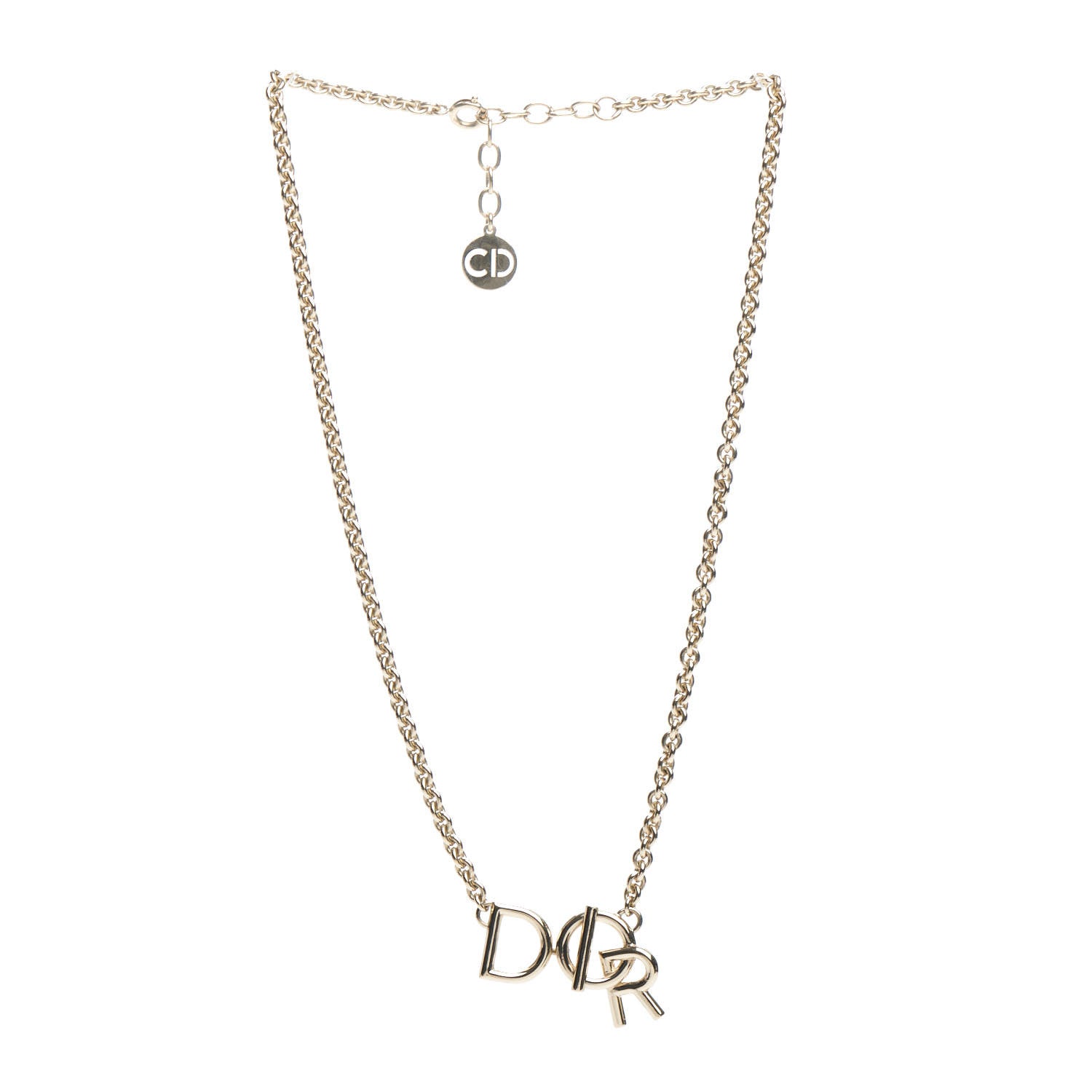 Christian Dior Metal Logo Necklace Gold 3 of 4