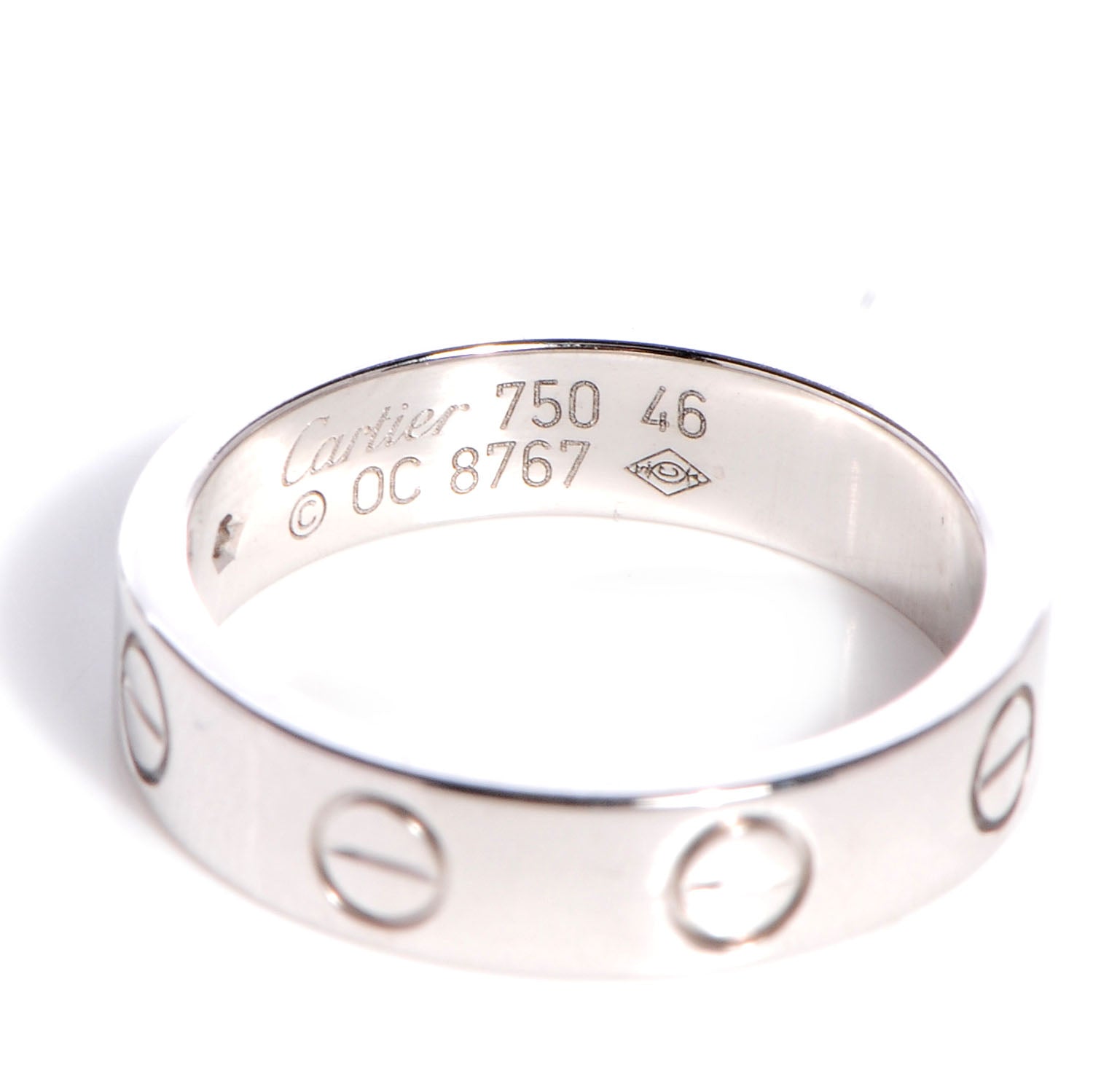 Cartier 18k White Gold Diamond 4mm Wedding Band LOVE Ring Size 46 US 3.75 3 of 4