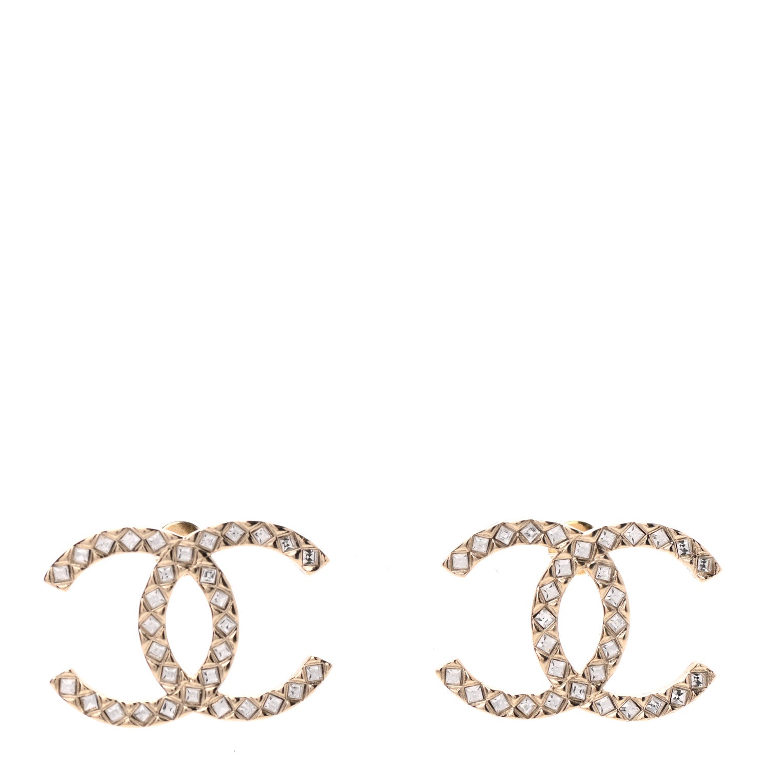 Chanel Baguette Crystal High Society CC Earrings Gold 2 of 9