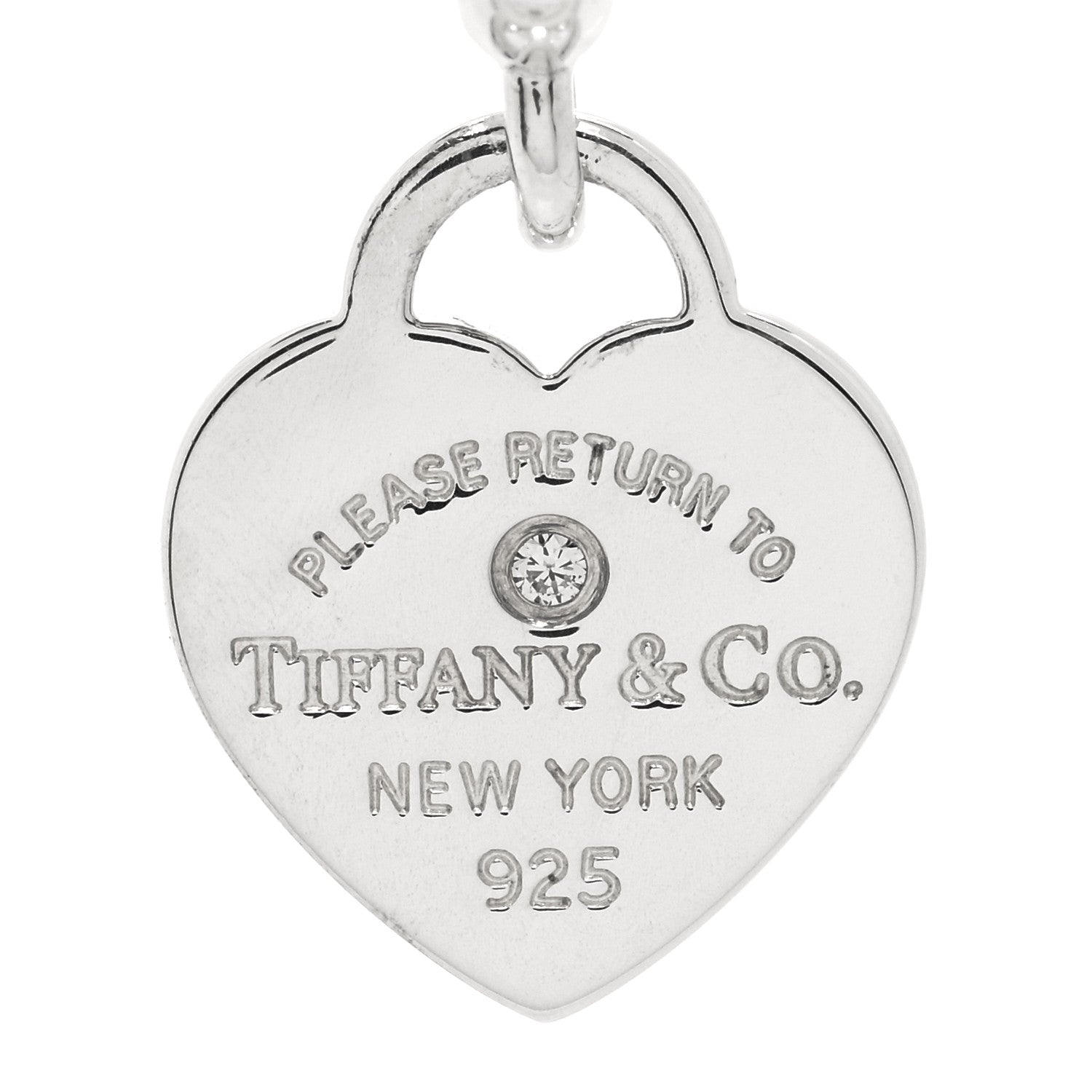 Tiffany Sterling Silver Diamond Mini Return To Tiffany Heart Hoop Earrings 2 of 3
