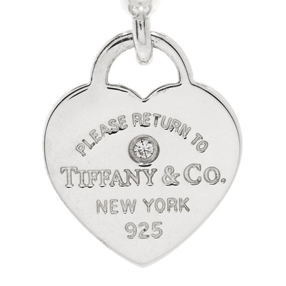 Tiffany Sterling Silver Diamond Mini Return To Tiffany Heart Hoop Earrings 2 of 3