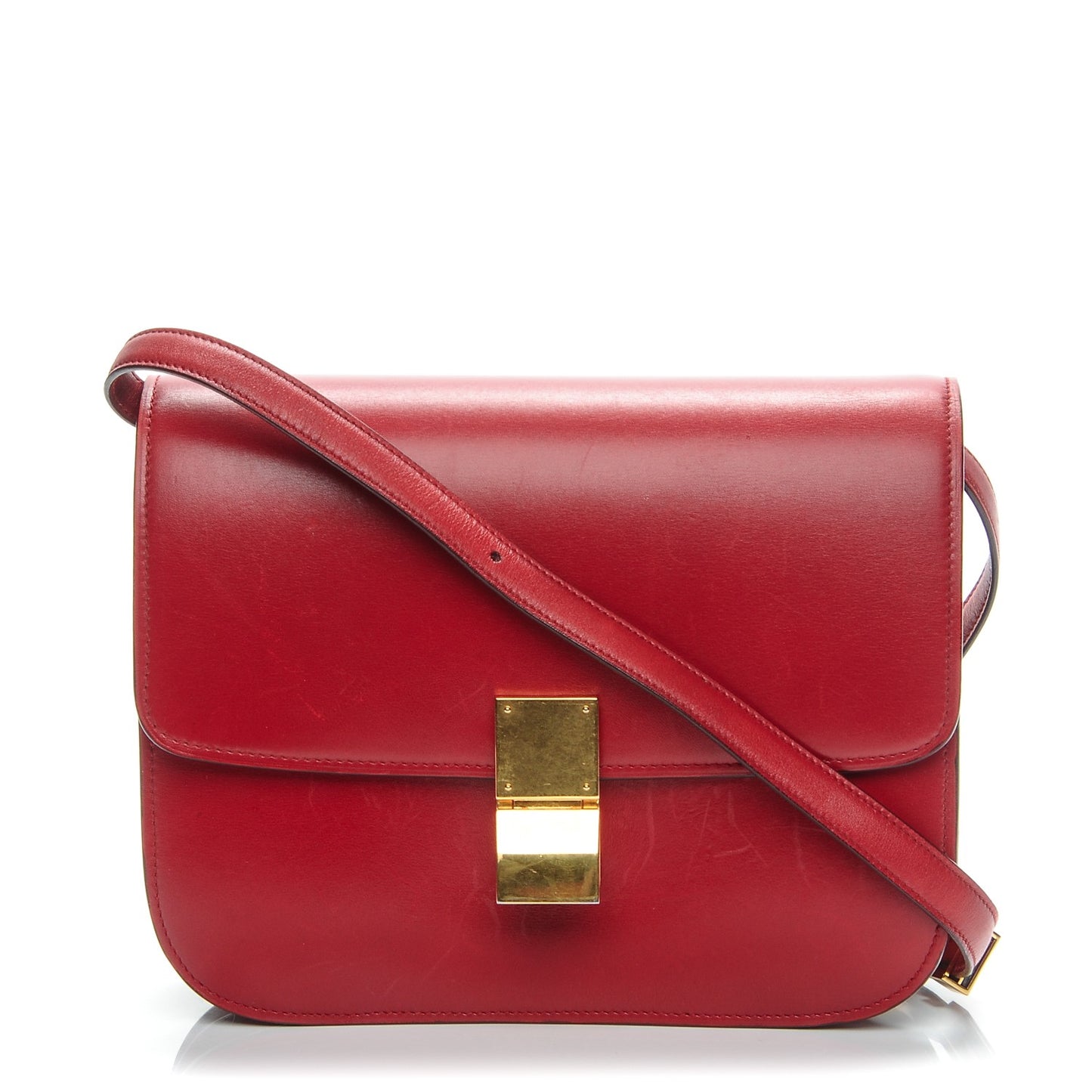 Box Calfskin Medium Classic Box Flap Bag Red