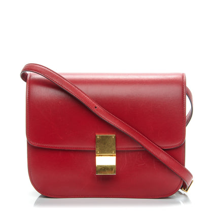 Celine Box Calfskin Medium Classic Box Flap Bag Red 1 of 10