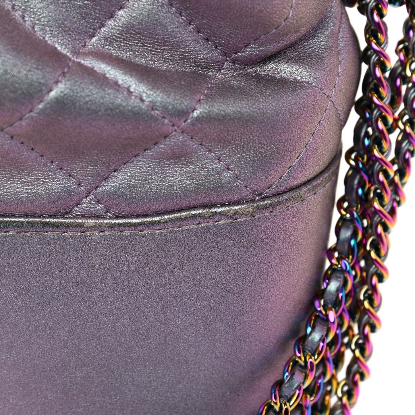 Iridescent Lambskin Calfskin Quilted Medium Gabrielle Hobo Light Purple