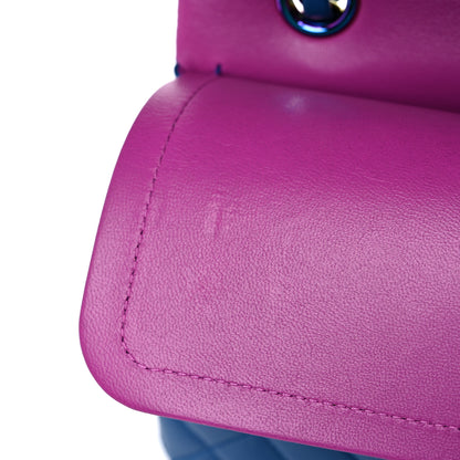 Chanel Lambskin Quilted Medium Double Flap Blue Pink 9 of 10