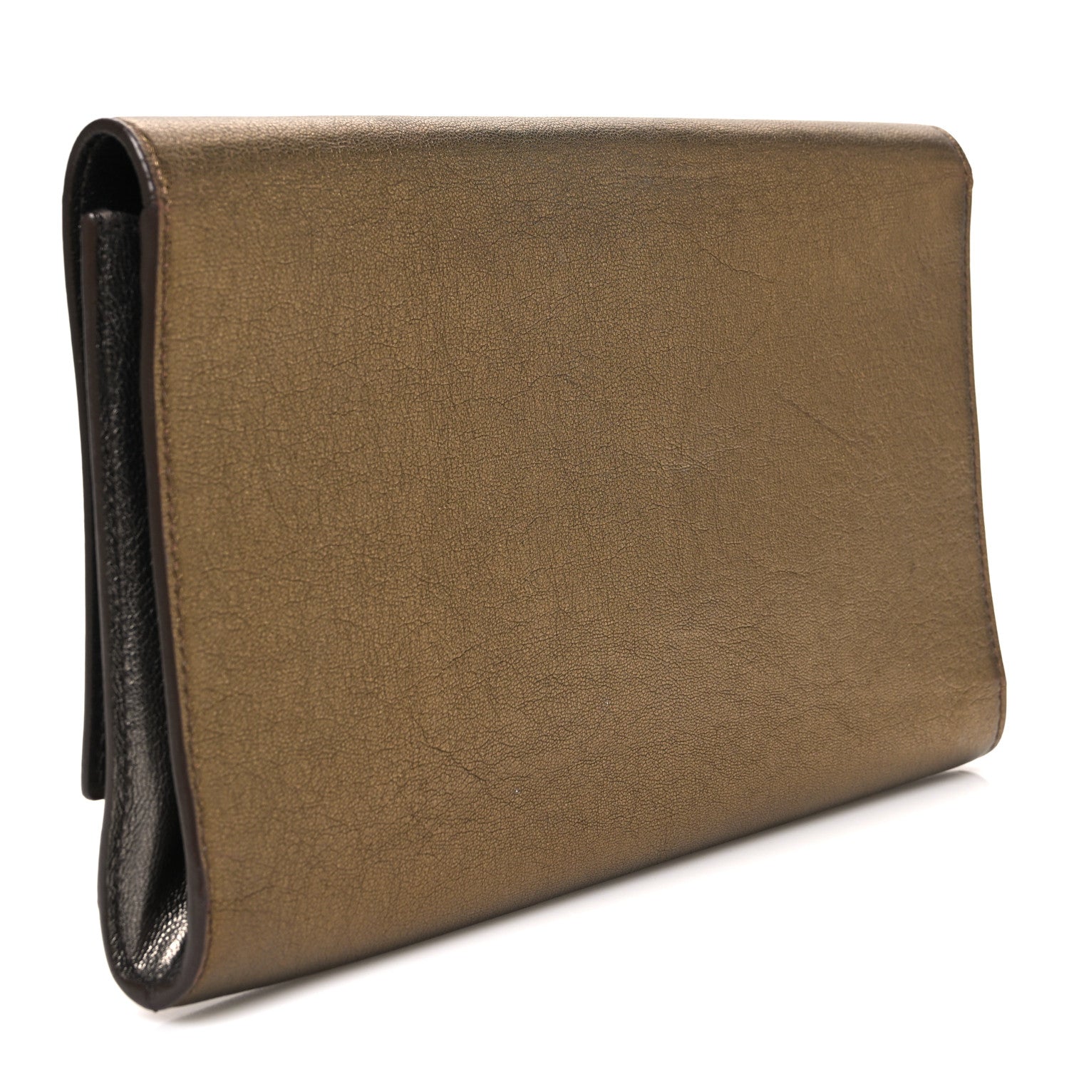 Saint Laurent Metallic Calfskin Monogram Large Belle De Jour Clutch  Gold 3 of 7