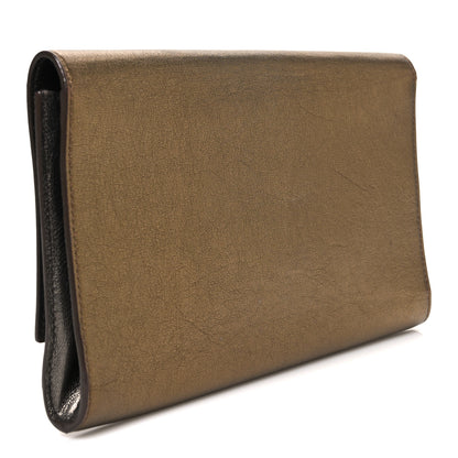 Saint Laurent Metallic Calfskin Monogram Large Belle De Jour Clutch  Gold 3 of 7