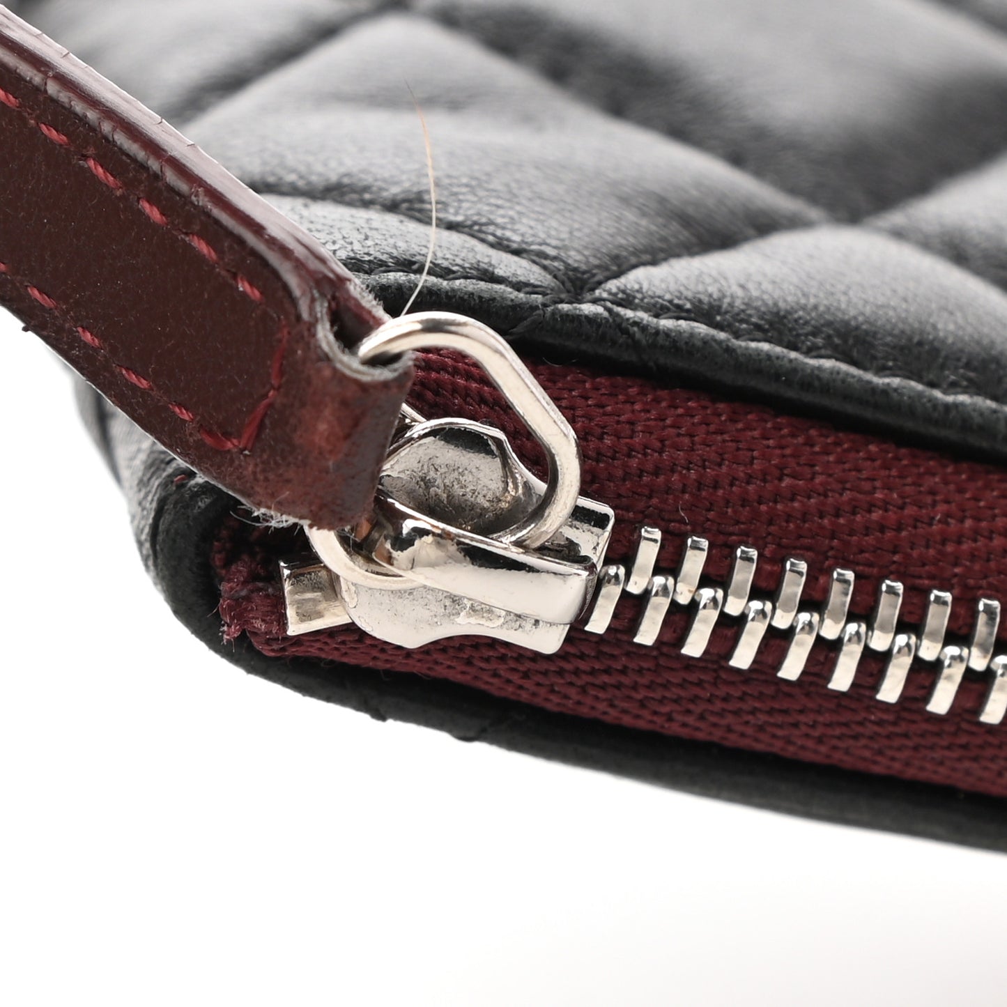 Lambskin Quilted Small Cosmetic Case Black