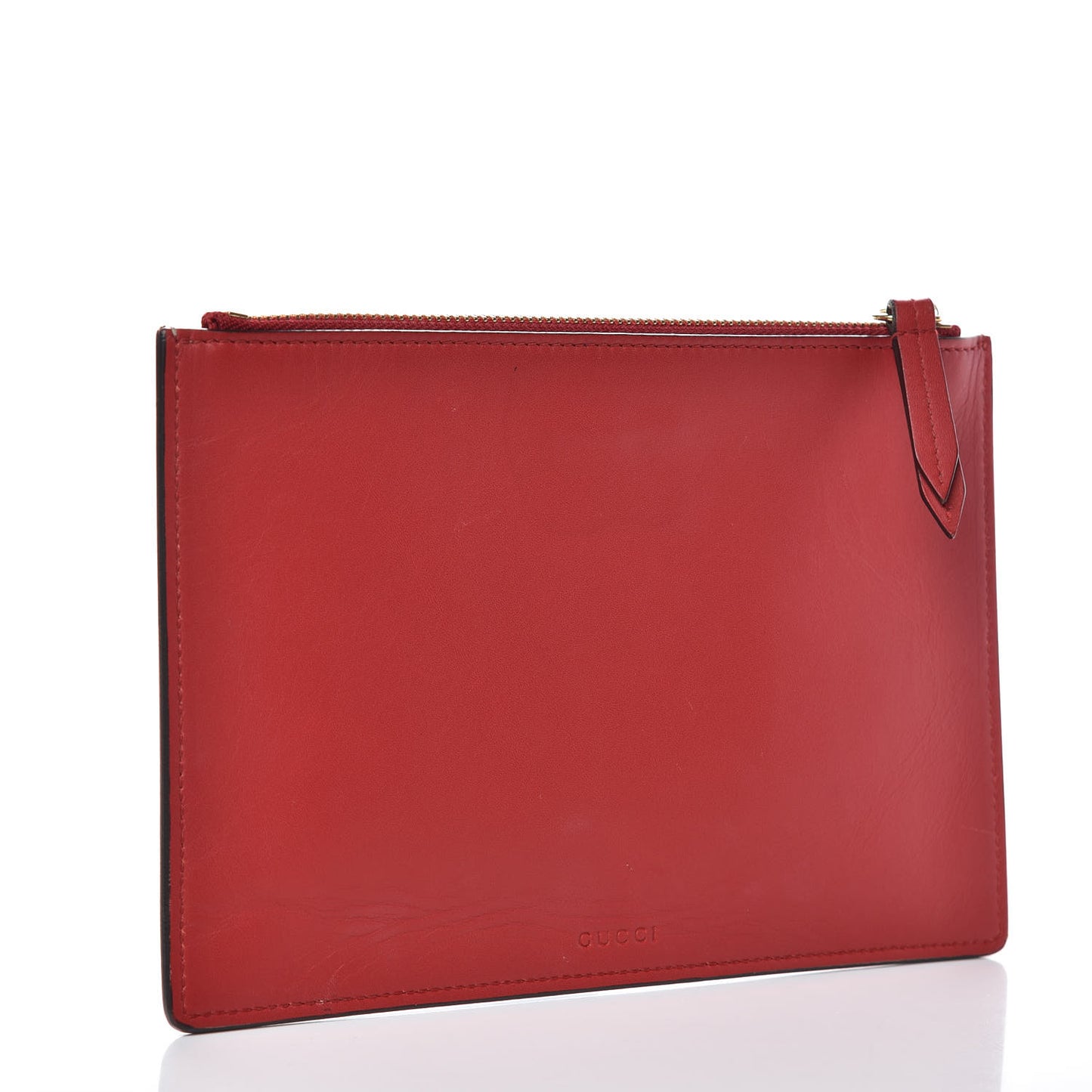 GG Supreme Monogram Merveilles Lips Zip Pouch Hibiscus Red