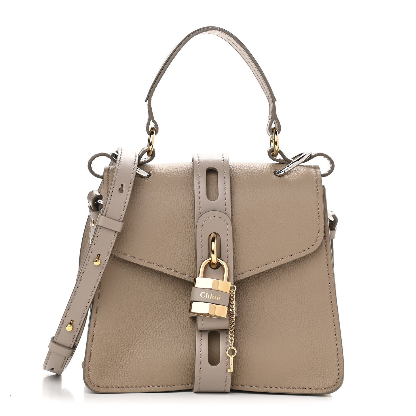 Shiny Grained Calfskin Small Aby Day Shoulder Bag Motty Grey