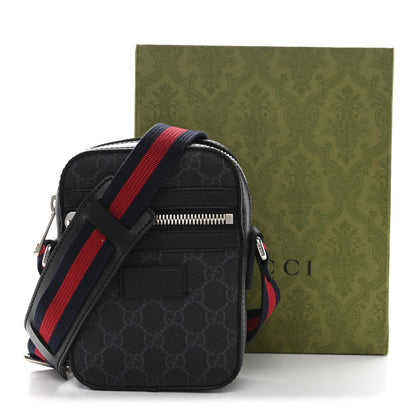 Gucci GG Supreme Monogram Appia Calfskin Web Small Camera Messenger Bag Black Grey 11 of 11