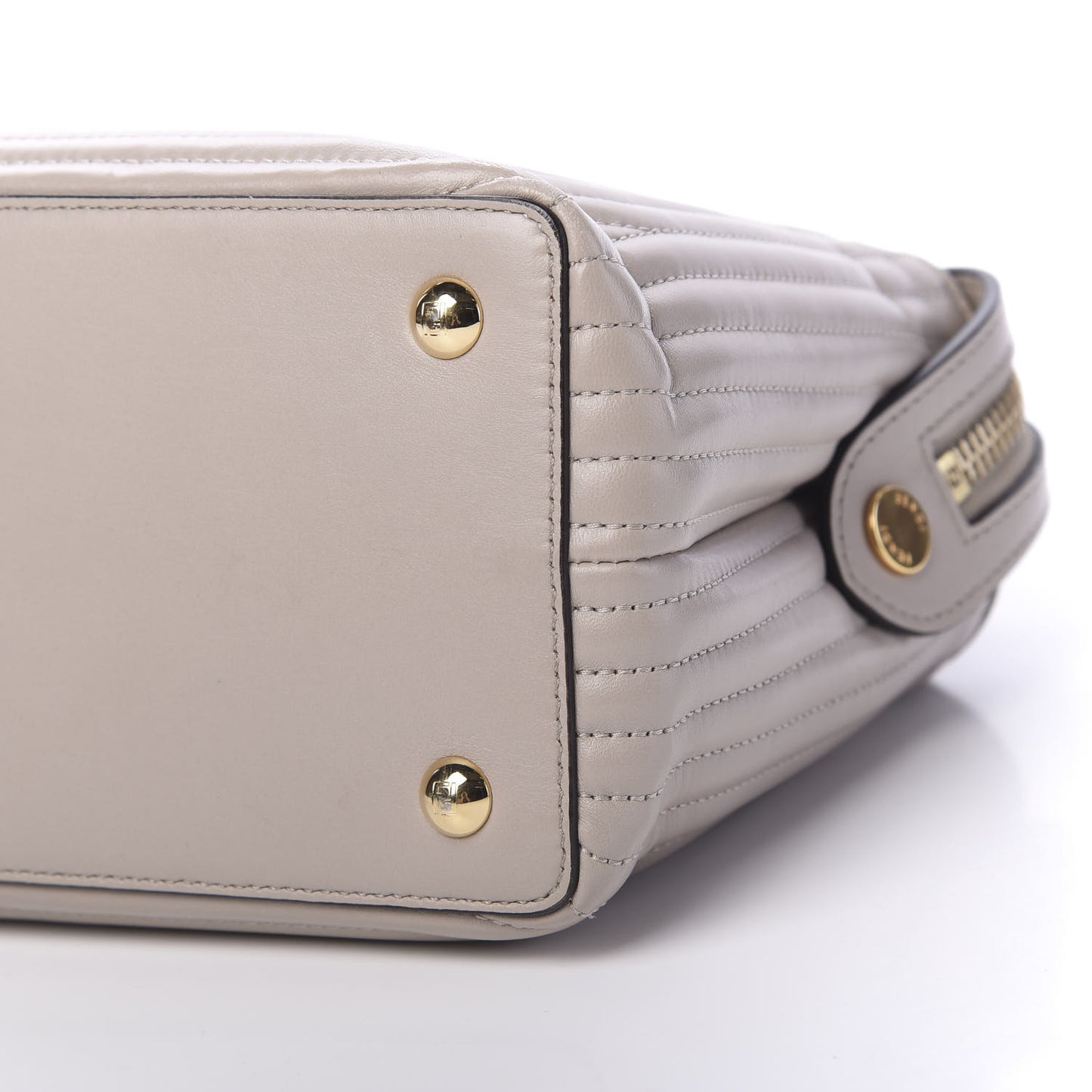Shiny Nappa Trapuntata Chain Small DotCom Click Chain Satchel Grigio Polvere
