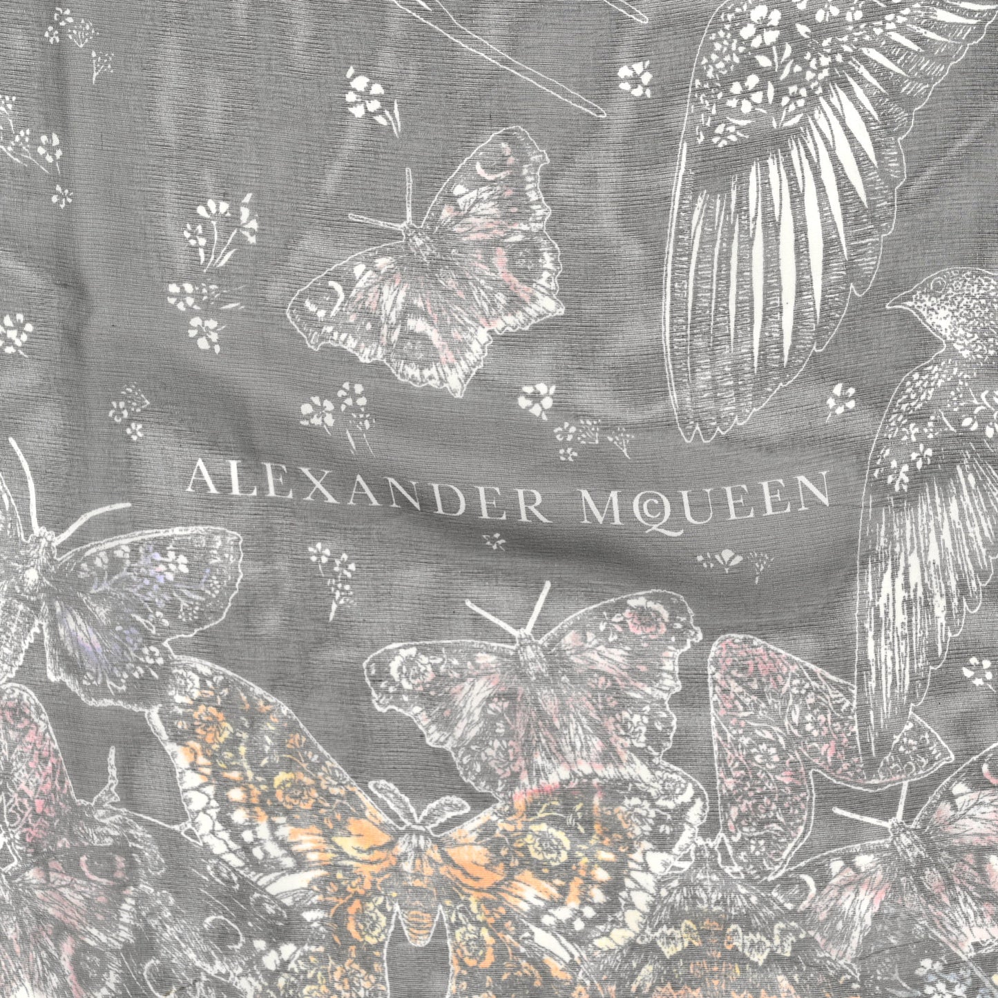 Silk Chiffon Wildflower Flight Scarf Black