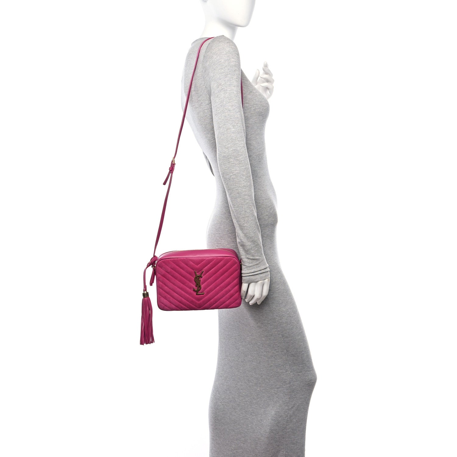 Saint Laurent Suede Matelasse Monogram Lou Camera Bag Rose 2 of 11