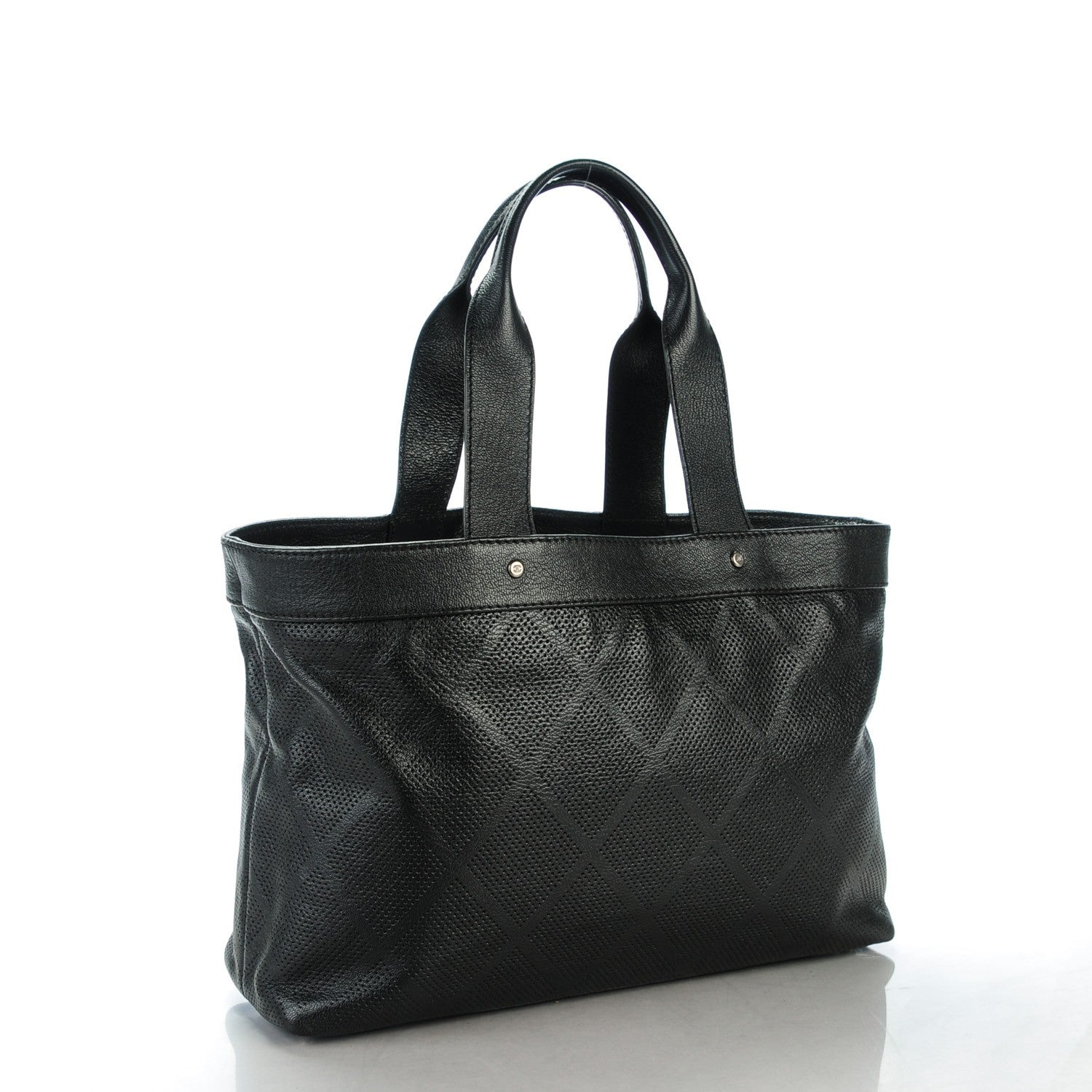 Chanel Goatskin Perforated Large CC Tote Black 3 of 7