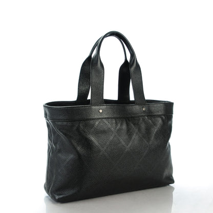 Chanel Goatskin Perforated Large CC Tote Black 3 of 7