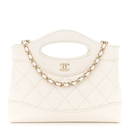 Chanel Shiny Crumpled Calfskin Quilted Nano 31 Shopping Bag White 1 of 11