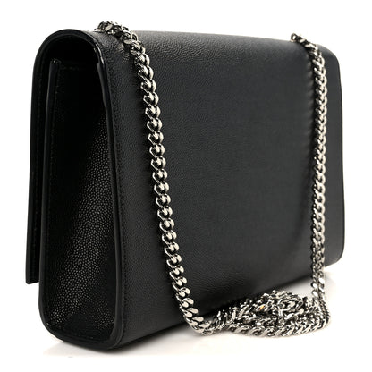 Saint Laurent Grain De Poudre Medium Classic Monogram Kate Satchel Black 3 of 11