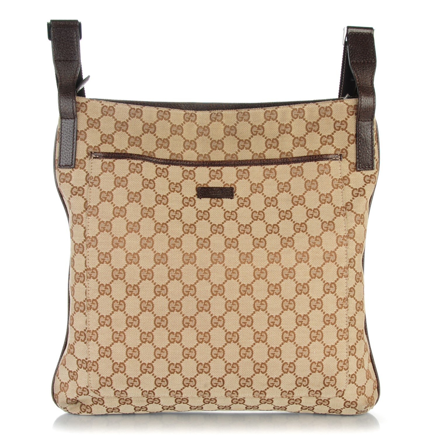 Gucci Monogram Large Flat Messenger Bag Dark Brown 1 of 7