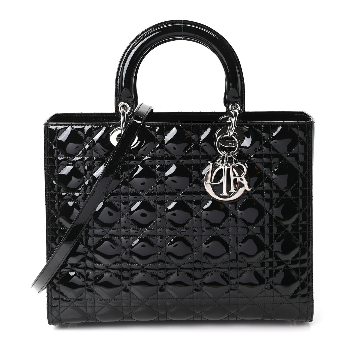 Christian Dior Patent Cannage Large Lady Dior Black 1 of 10