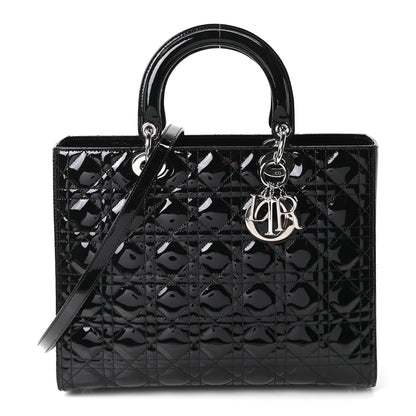 Christian Dior Patent Cannage Large Lady Dior Black 1 of 10