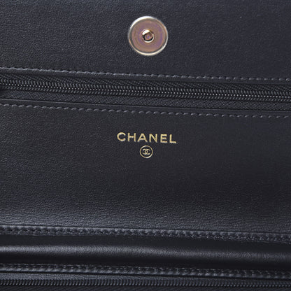 Chanel Tweed Quilted Wallet On Chain WOC Black Ecru White 5 of 11