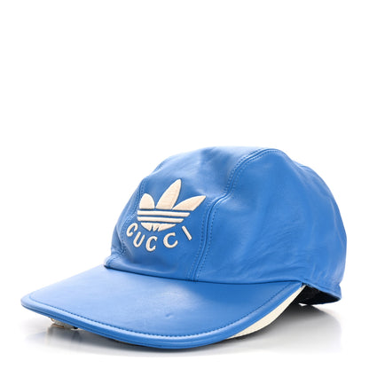 Gucci X ADIDAS Lambskin Trefoil Stefanos Baseball Hat XL Blue 1 of 11