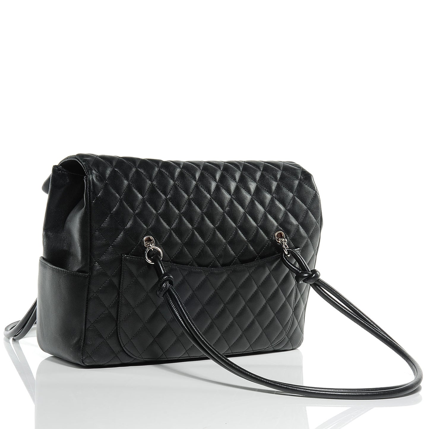 Calfskin Quilted Large Cambon Flap Black